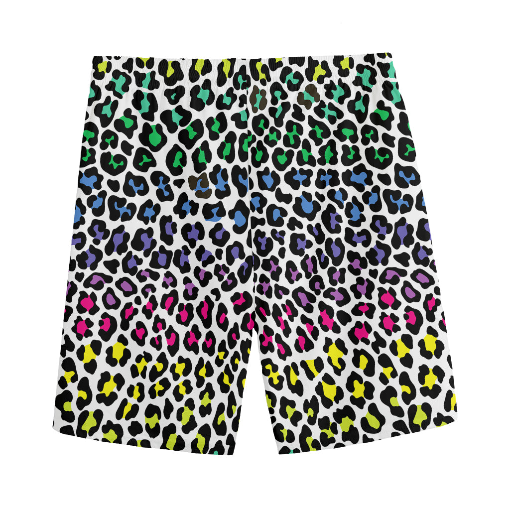 Colorful Leopard Print Men's Sports Shorts