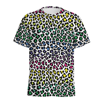 Colorful Leopard Print Men's Sports T-Shirt