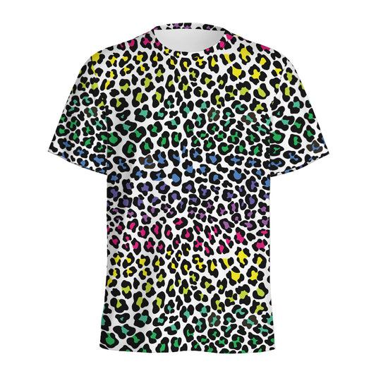 Colorful Leopard Print Men's Sports T-Shirt
