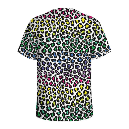 Colorful Leopard Print Men's Sports T-Shirt