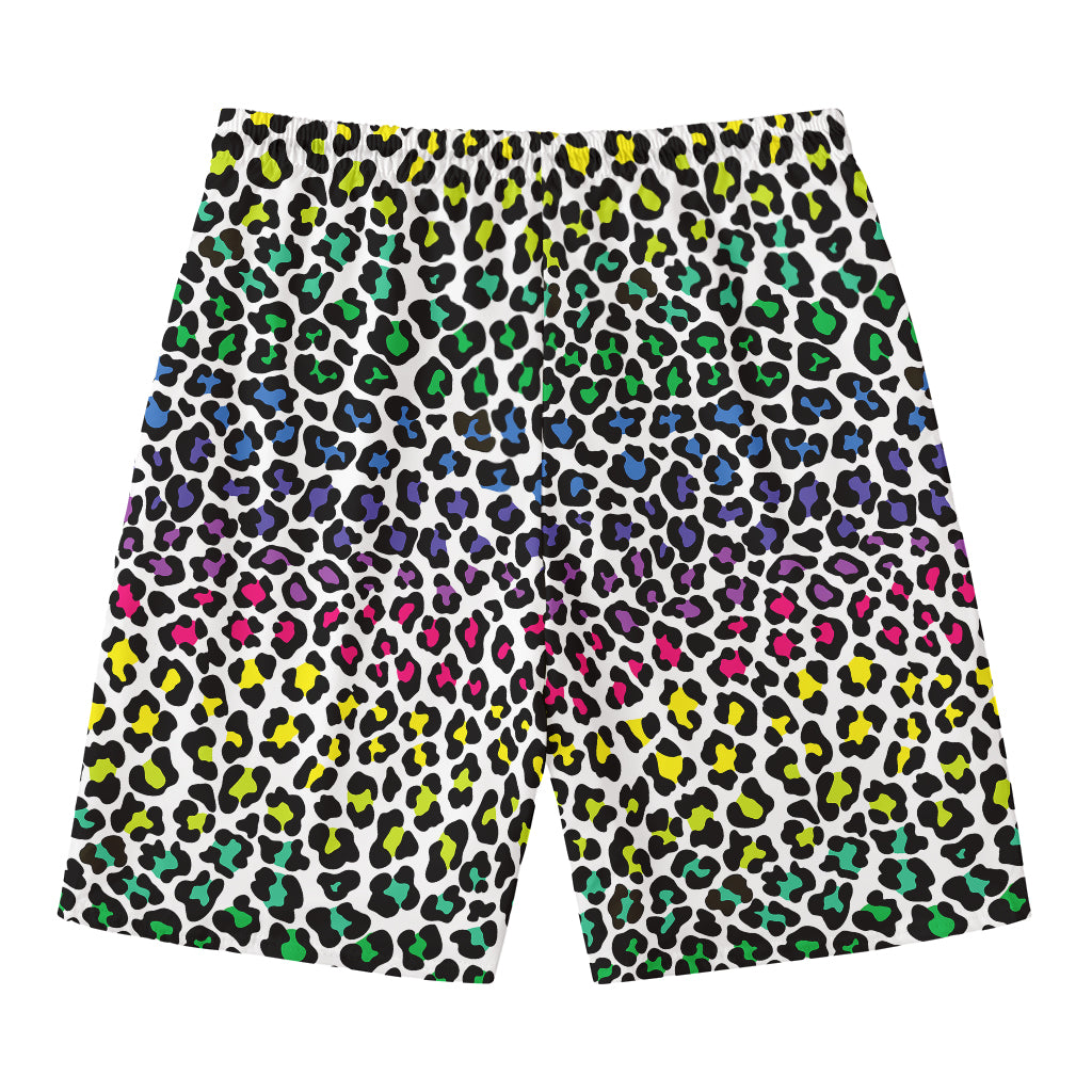 Colorful Leopard Print Men's Swim Trunks