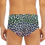 Colorful Leopard Print Men's Triangle Swim Briefs