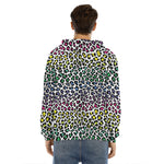 Colorful Leopard Print Men's Velvet Pullover Hoodie