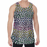 Colorful Leopard Print Men's Velvet Tank Top
