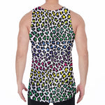 Colorful Leopard Print Men's Velvet Tank Top