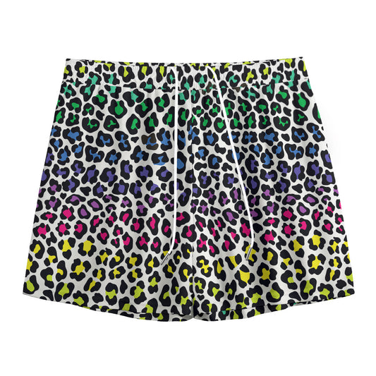 Colorful Leopard Print Mesh Shorts