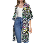Colorful Leopard Print Open Front Beach Cover Up