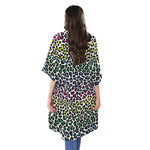 Colorful Leopard Print Open Front Beach Cover Up