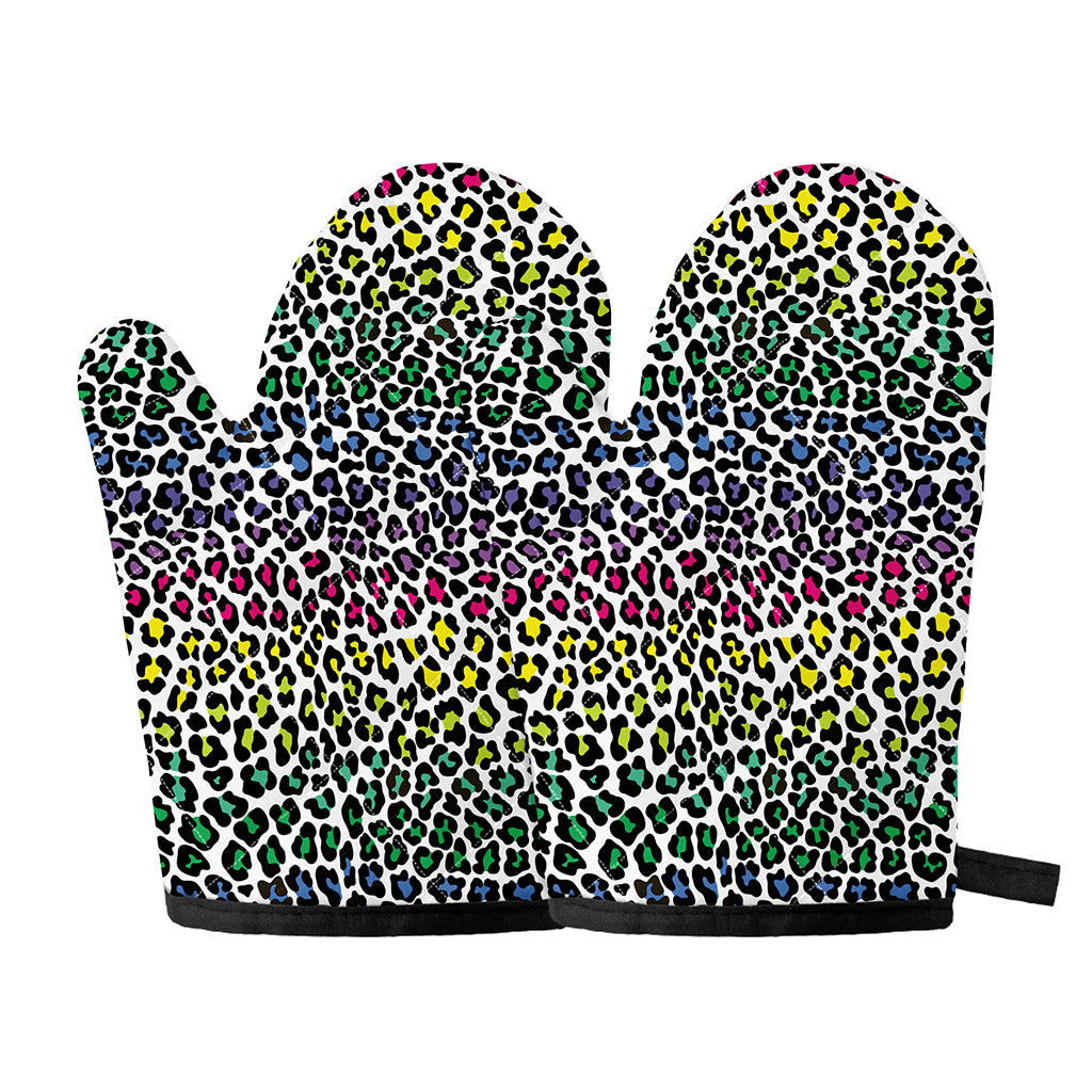 Colorful Leopard Print Oven Mitts