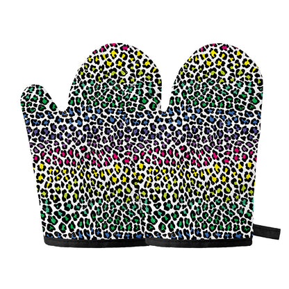 Colorful Leopard Print Oven Mitts