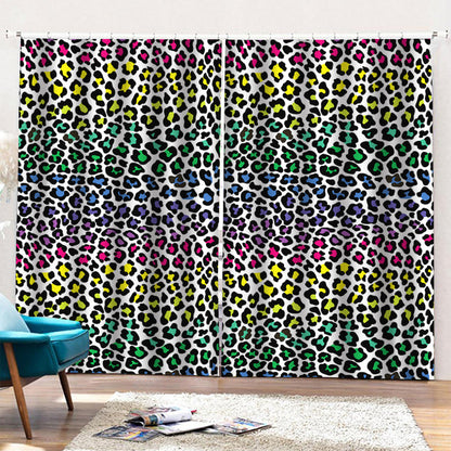 Colorful Leopard Print Pencil Pleat Curtains