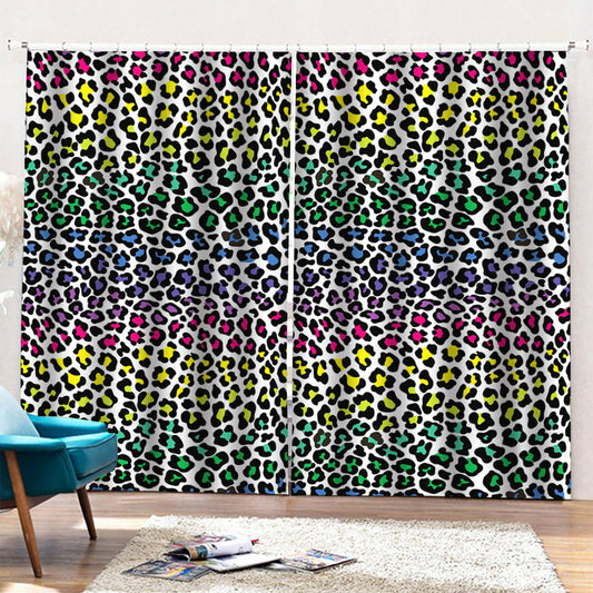 Colorful Leopard Print Pencil Pleat Curtains