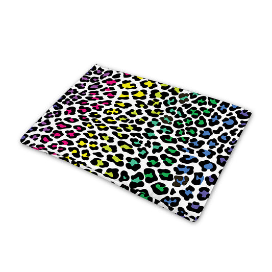 Colorful Leopard Print Pet Cooling Mat Cover