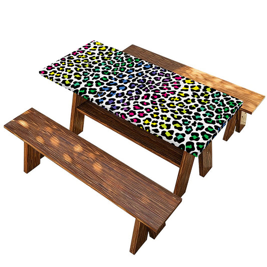 Colorful Leopard Print Picnic Table Cover