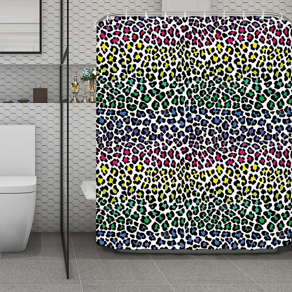 Colorful Leopard Print Polyester Shower Curtain