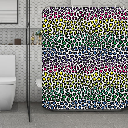 Colorful Leopard Print Polyester Shower Curtain
