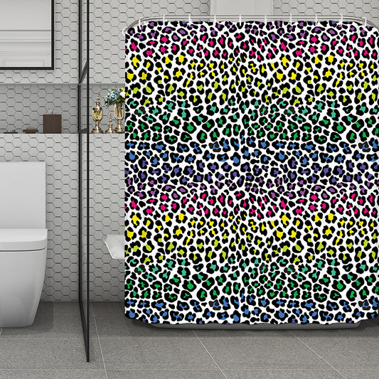 Colorful Leopard Print Polyester Shower Curtain