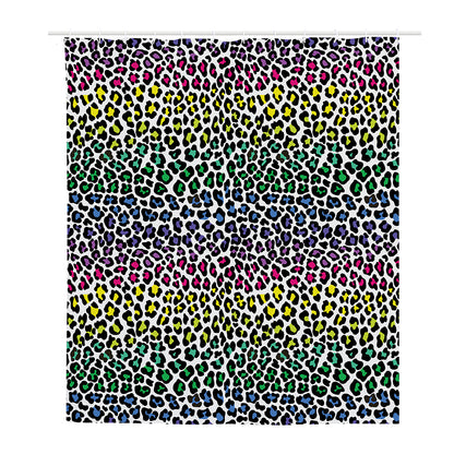 Colorful Leopard Print Polyester Shower Curtain