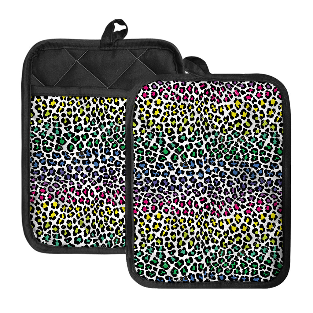 Colorful Leopard Print Pot Holders With Pocket