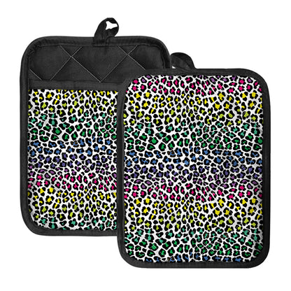 Colorful Leopard Print Pot Holders With Pocket