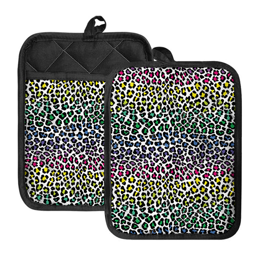 Colorful Leopard Print Pot Holders With Pocket