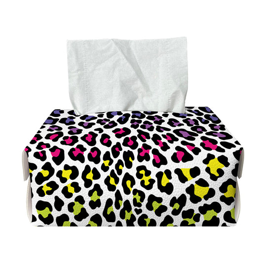 Colorful Leopard Print Rectangle Tissue Box Cover