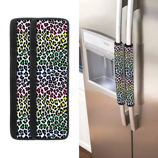 Colorful Leopard Print Refrigerator Handle Covers
