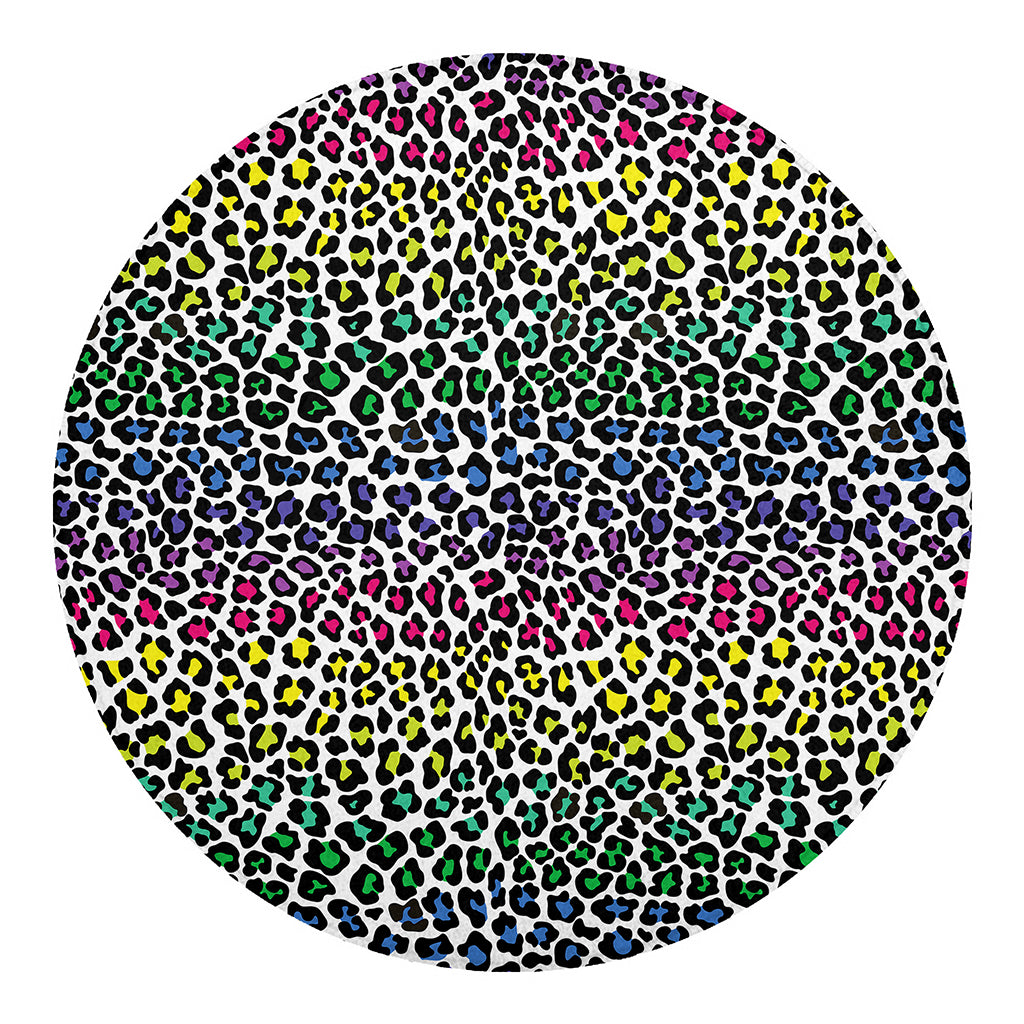 Colorful Leopard Print Round Blanket