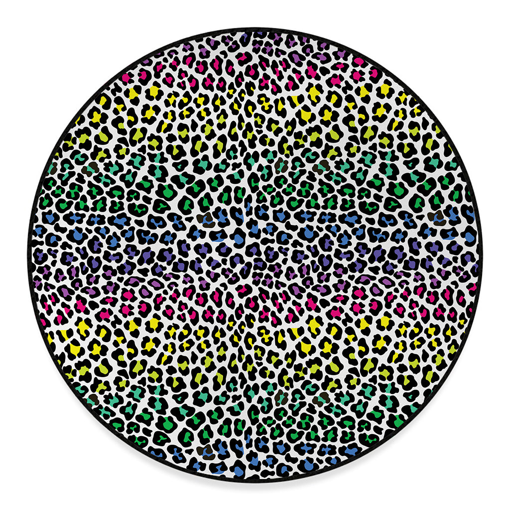 Colorful Leopard Print Round Floor Mat