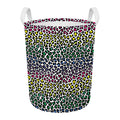 Colorful Leopard Print Round Laundry Basket