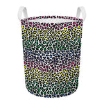 Colorful Leopard Print Round Laundry Basket