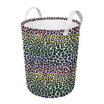 Colorful Leopard Print Round Laundry Basket