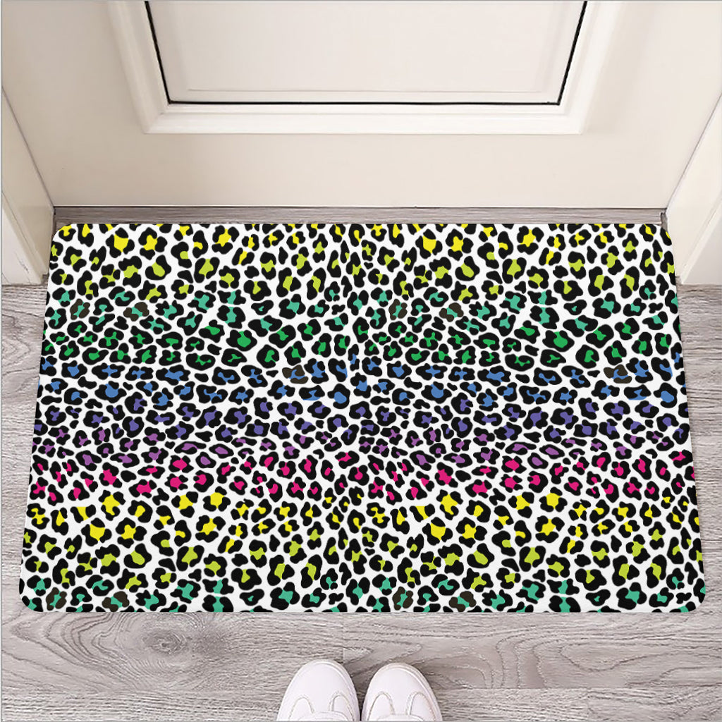 Colorful Leopard Print Rubber Doormat