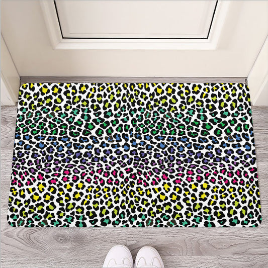 Colorful Leopard Print Rubber Doormat