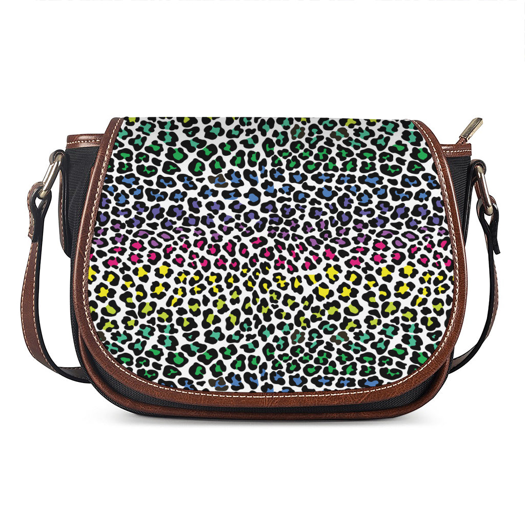 Colorful Leopard Print Saddle Bag