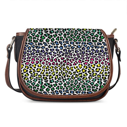 Colorful Leopard Print Saddle Bag