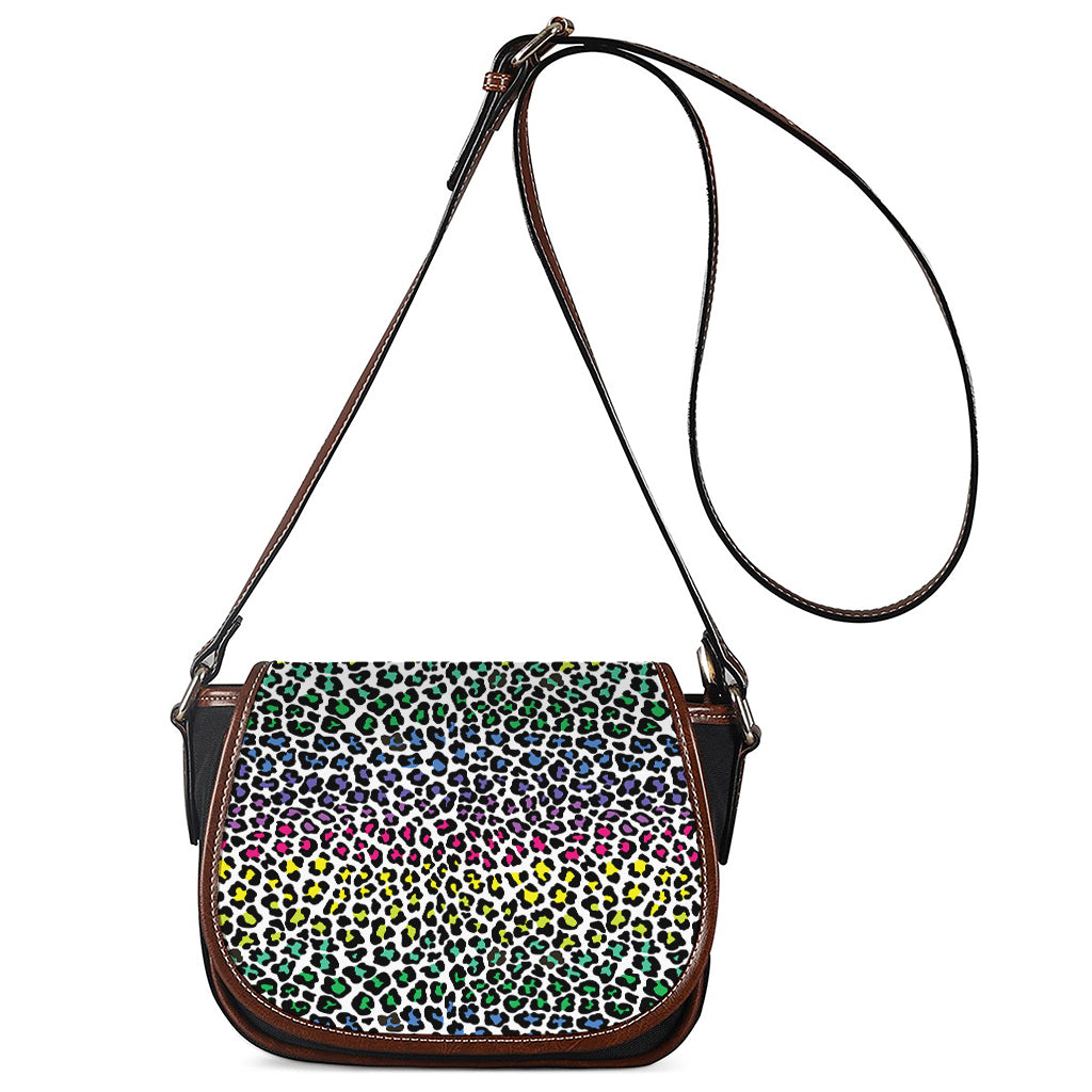 Colorful Leopard Print Saddle Bag