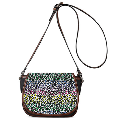 Colorful Leopard Print Saddle Bag