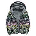 Colorful Leopard Print Sherpa Lined Zip Up Hoodie