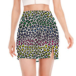 Colorful Leopard Print Side Slit Mini Skirt