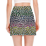 Colorful Leopard Print Side Slit Mini Skirt