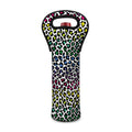 Colorful Leopard Print Single Neoprene Wine Tote