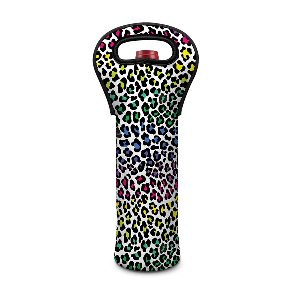 Colorful Leopard Print Single Neoprene Wine Tote