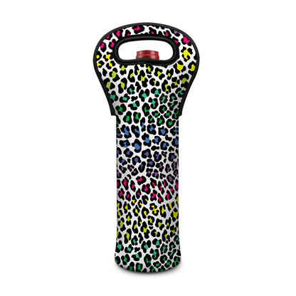 Colorful Leopard Print Single Neoprene Wine Tote