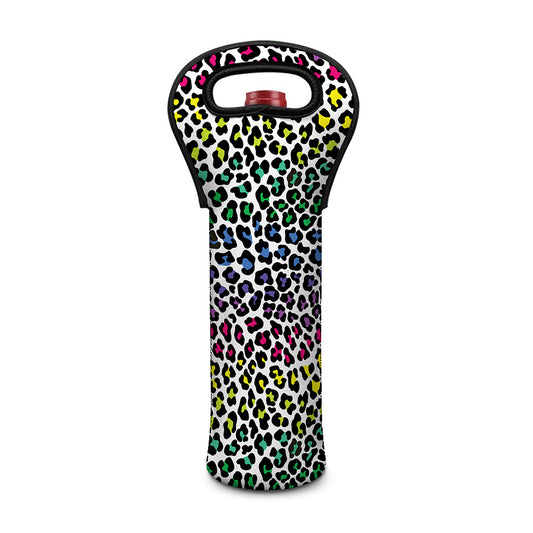Colorful Leopard Print Single Neoprene Wine Tote