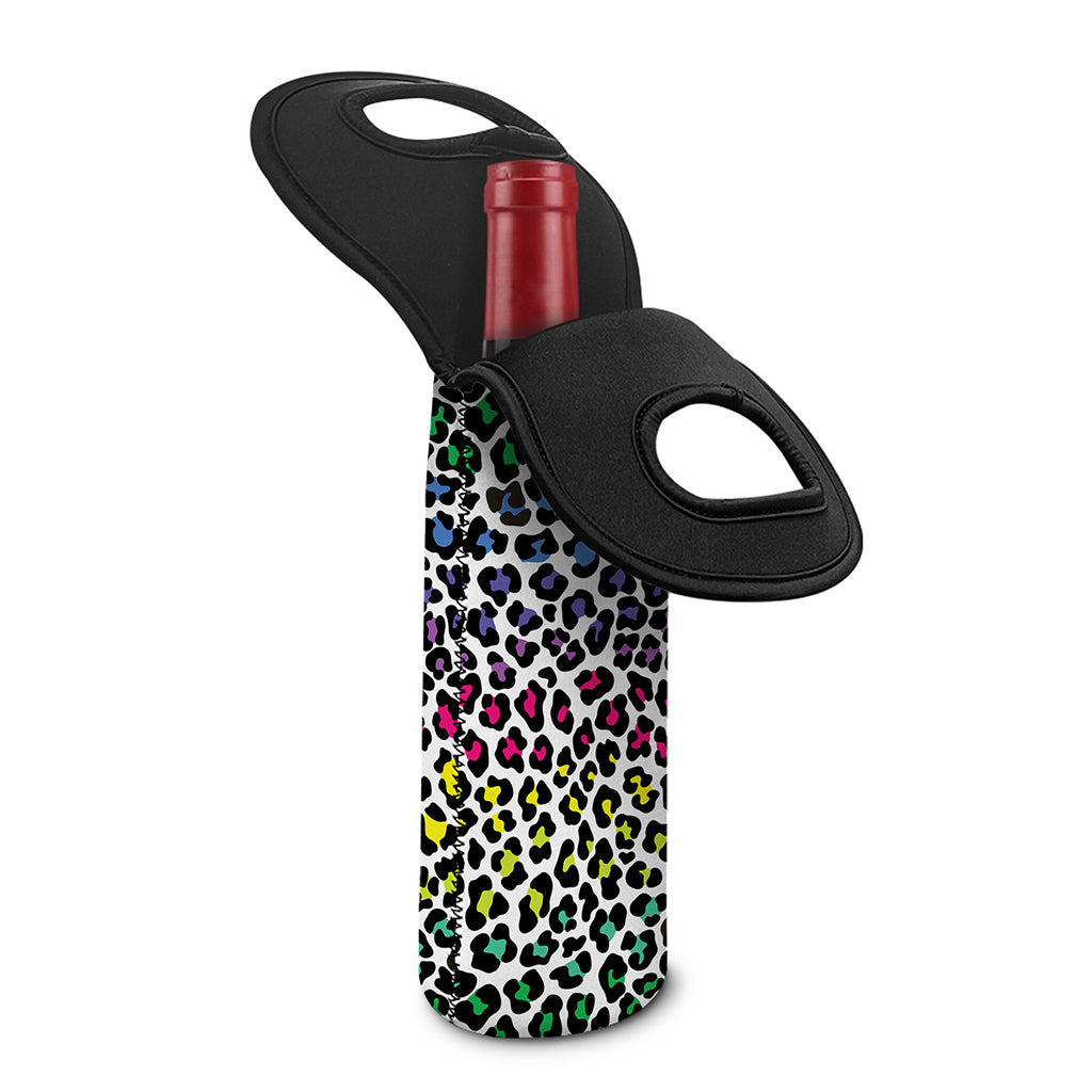 Colorful Leopard Print Single Neoprene Wine Tote