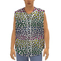 Colorful Leopard Print Sleeveless Baseball Jersey