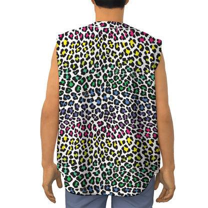 Colorful Leopard Print Sleeveless Baseball Jersey