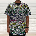 Colorful Leopard Print Textured Short Sleeve Shirt