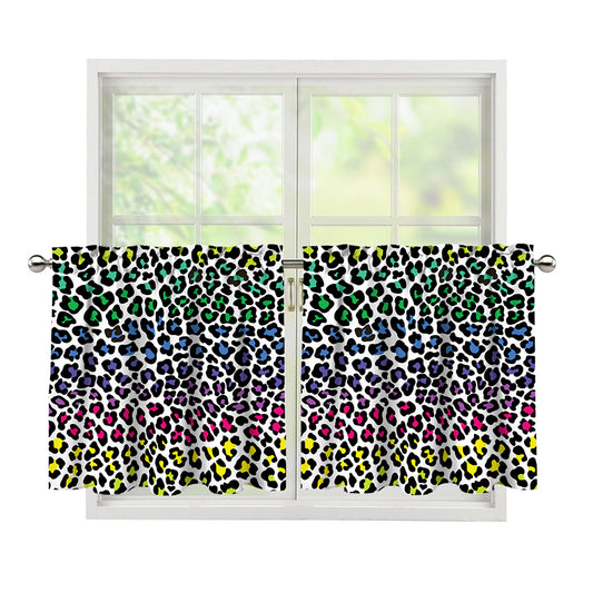 Colorful Leopard Print Tier Curtains